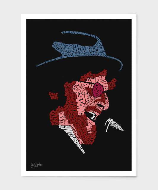 Chas Hodges (Chas & Dave) - Typographic portrait